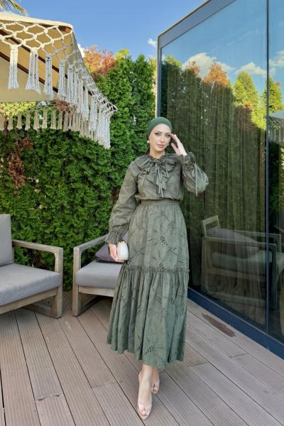 Azime Elbise Haki Haki