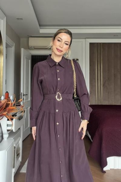 Başak Elbise Mürdüm MÜRDÜM