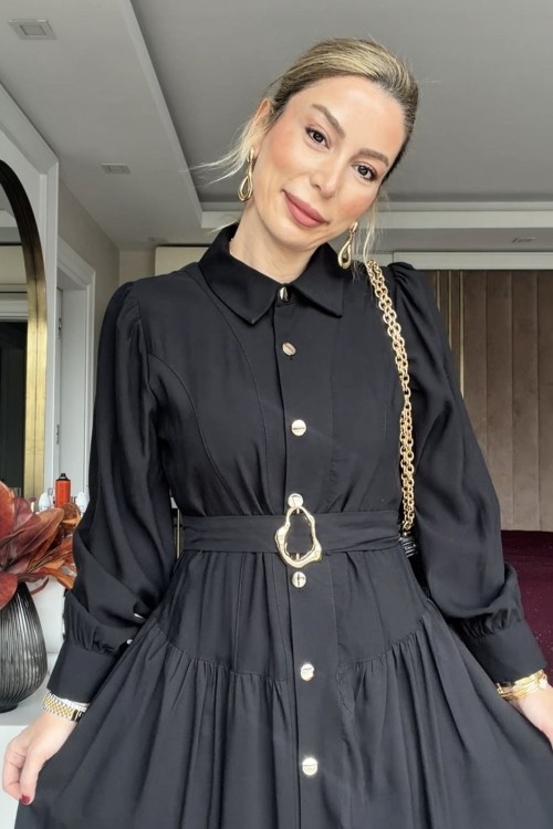 Başak Elbise Siyah Siyah