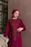 Belgin Elbise Bordo Bordo