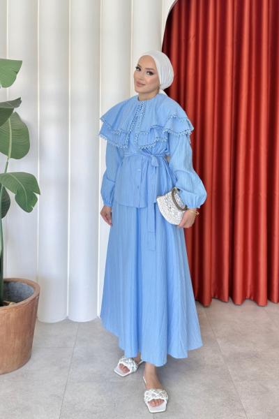 Sevim Etekli Takım Bebe Mavisi Bebe Mavisi