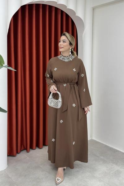 Beyza Elbise Kahverengi Kahverengi