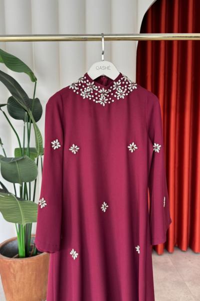 Beyza Elbise Bordo Bordo