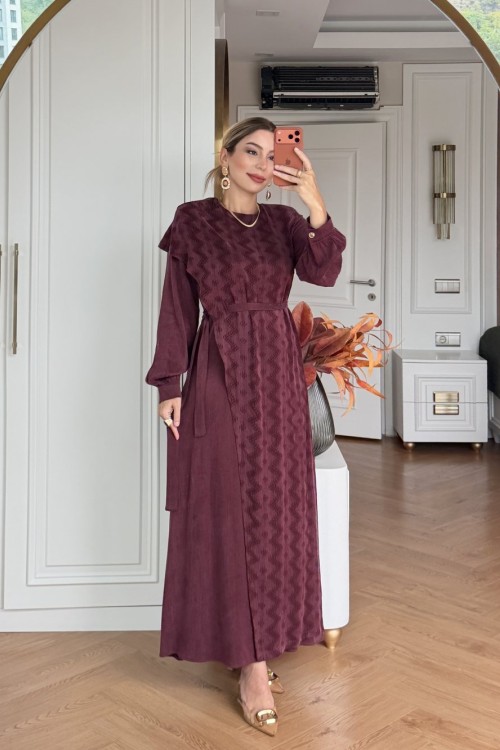 Boncuk Elbise Bordo  BORDO