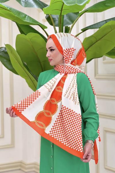 Dijital Krep Şal Turuncu Turuncu