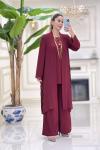 Esra 3 Lü Takım Bordo Bordo