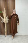 Lady Pantolonlu Takım Kahverengi Kahverengi