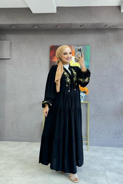 Merve Elbise Siyah Siyah