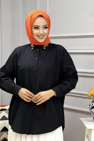 Mihriban Gömlek Siyah Siyah