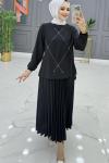 Müge Etek Takım Siyah Siyah