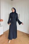 Büklüm Elbise Lacivert  LACİVERT