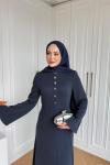 Büklüm Elbise Lacivert  LACİVERT