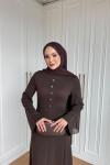 Büklüm Elbise Kahve  KAHVE
