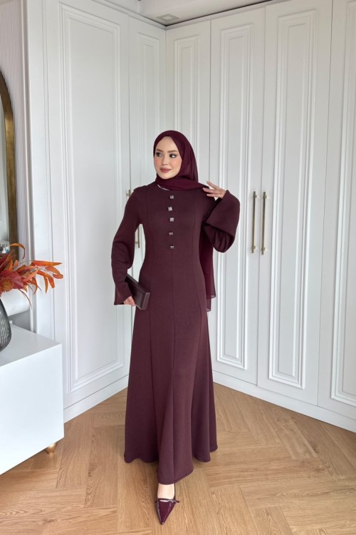 Büklüm Elbise Bordo  BORDO