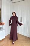 Büklüm Elbise Bordo  BORDO