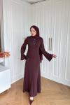 Büklüm Elbise Bordo  BORDO