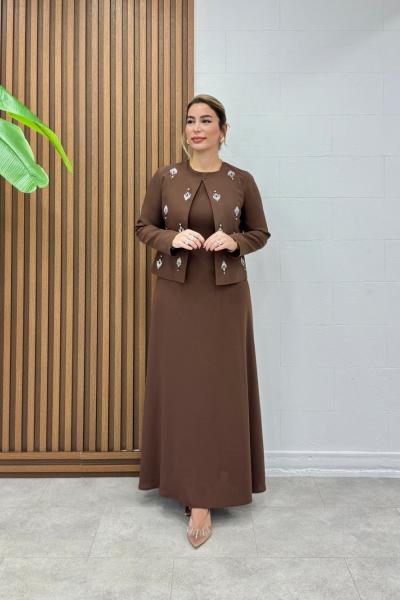 Burçin Elbise Takım Kahverengi Kahverengi
