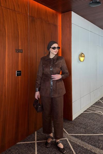 Çağla Pantolonlu Takım Acı Kahve Acı Kahve