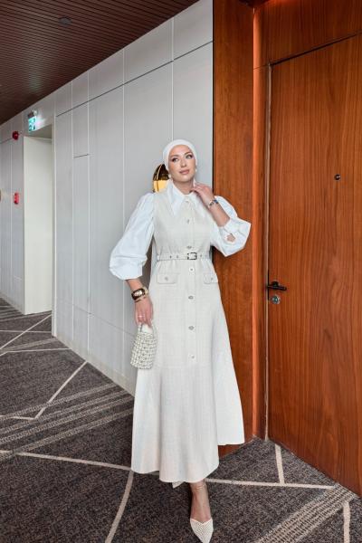 Cemile Elbise Krem Krem