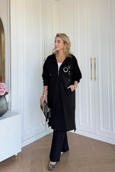 Cemre Pantolonlu Takım Siyah Siyah