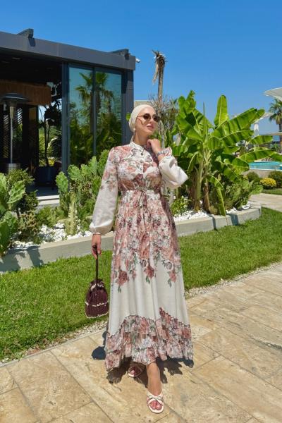 Dolunay Elbise Kahverengi Kahverengi