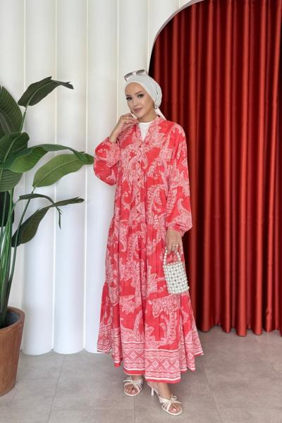 Eftelya Elbise Kırmızı Kırmızı