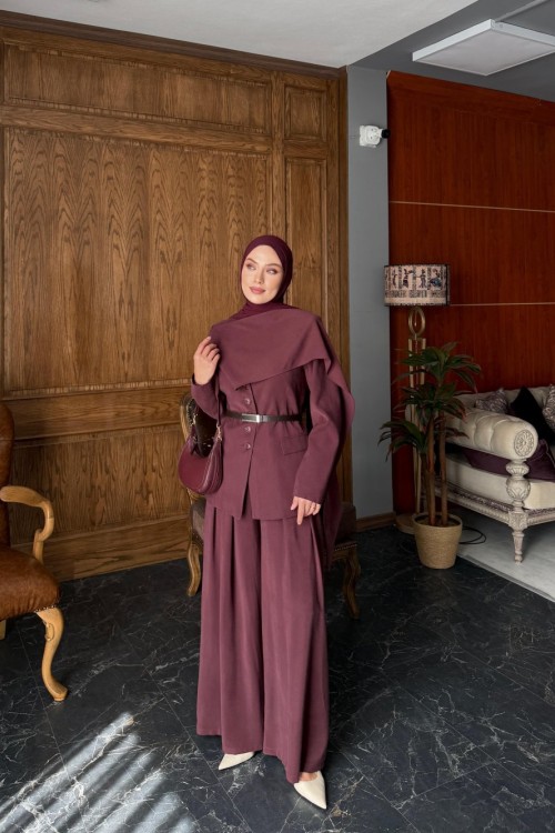 Elvan Pantolon Takım Bordo BORDO