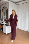Esin Pantolonlu Takım Bordo Bordo