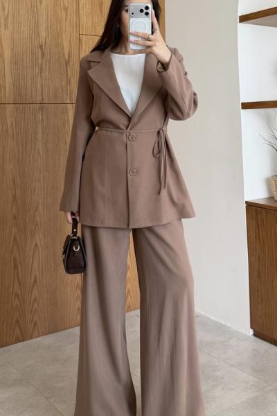 Esin Pantolonlu Takım Cappuccino Cappuccino
