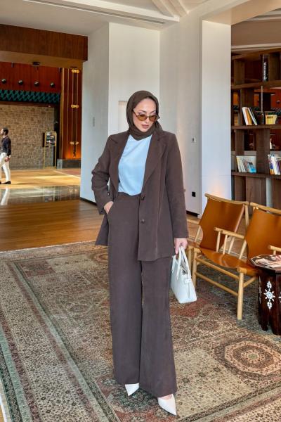 Esin Pantolonlu Takım Acı Kahve  Acı Kahve