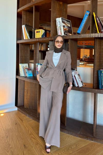 Esin Pantolonlu Takım Vizon Vizon