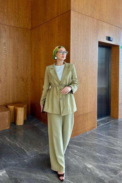 Esin Pantolonlu Takım Zeytin Yeşili Zeytin Yeşili