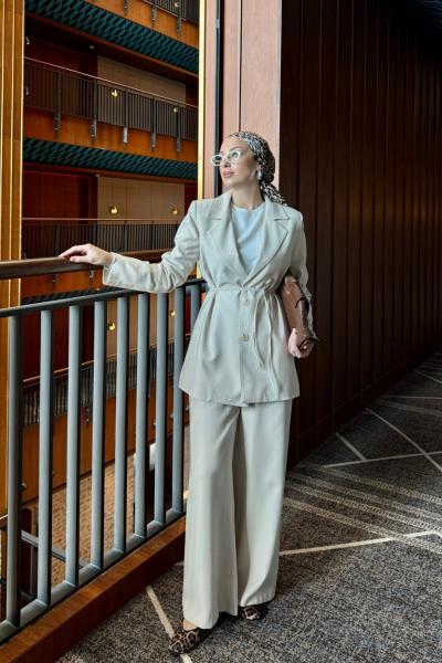 Esin Pantolonlu Takım Taş Rengi Taş Rengi