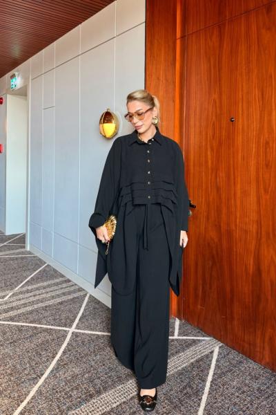 Esra Pantolonlu Takım Siyah Siyah