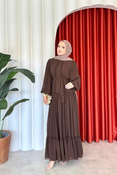 Fethiye Elbise Kahverengi Kahverengi