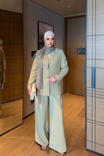 Figen Pantolonlu Takım Yağ Yeşili YAĞ YEŞİLİ