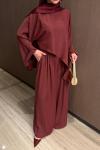 Gamze Pantolon Takım Bordo BORDO