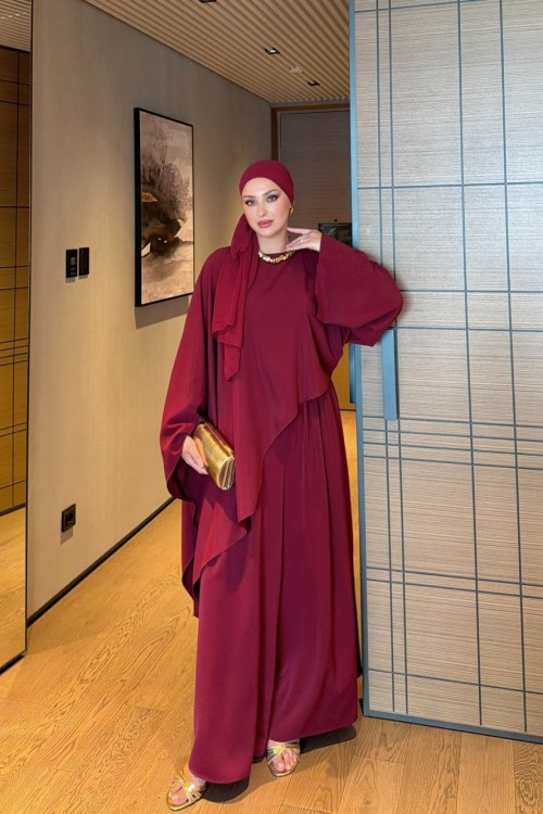 Şine Pantolonlu Takım Bordo BORDO