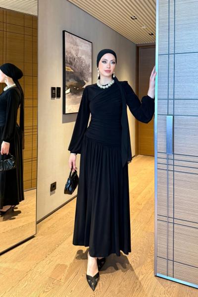 Gizem Elbise Siyah Siyah