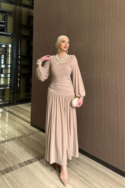 Gizem Elbise Bej Bej