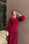 Gizem Elbise Bordo Bordo