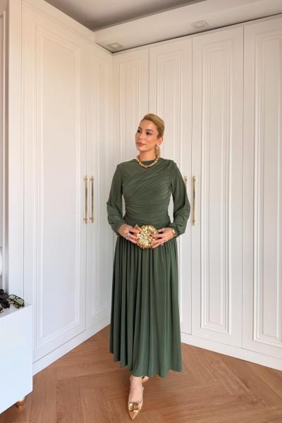 Gizem Elbise Yeşil Yeşil