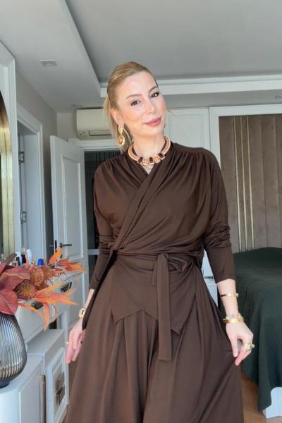 Gülcan Pantolonlu Takım Kahve KAHVE