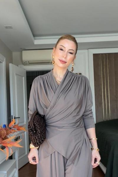 Gülcan Pantolonlu Takım Vizon Vizon