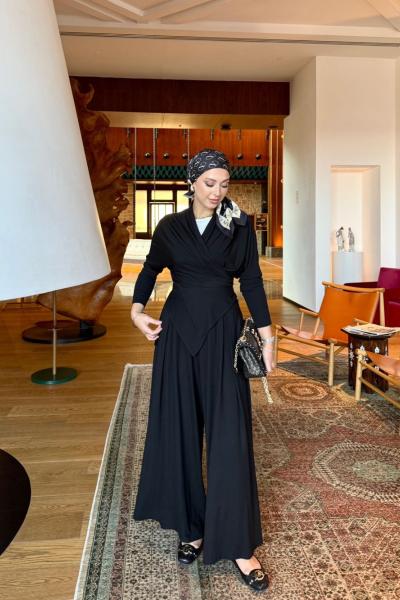 Gülcan Pantolonlu Takım Siyah Siyah