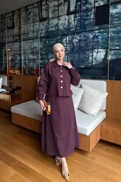 Gülce Etekli Takım Bordo Bordo