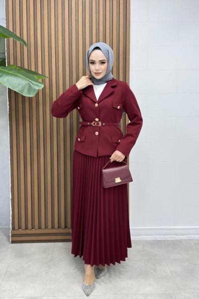 Gülden Etekli Takım Bordo Bordo