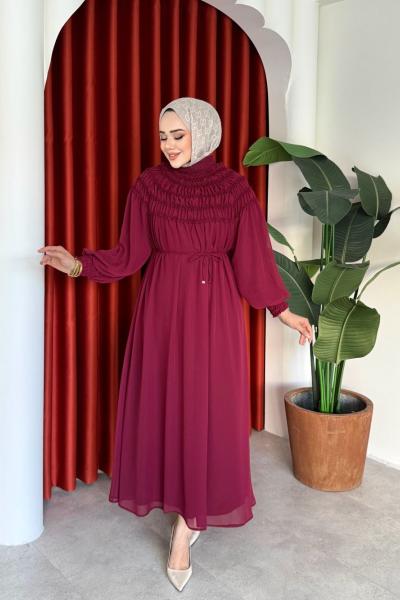 Gülin Elbise Bordo Bordo
