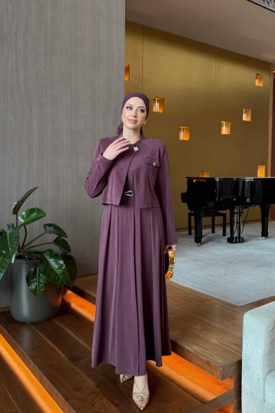 Gülsüm Elbise Takım Mürdüm Mürdüm