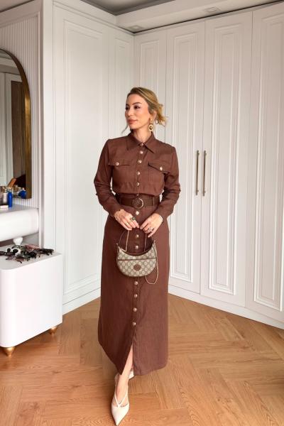 Güneş Elbise Taba Taba